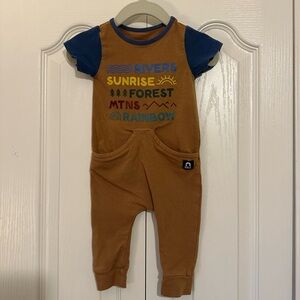 Rags to Raches Tan Outdoors Romper 3-6 Months